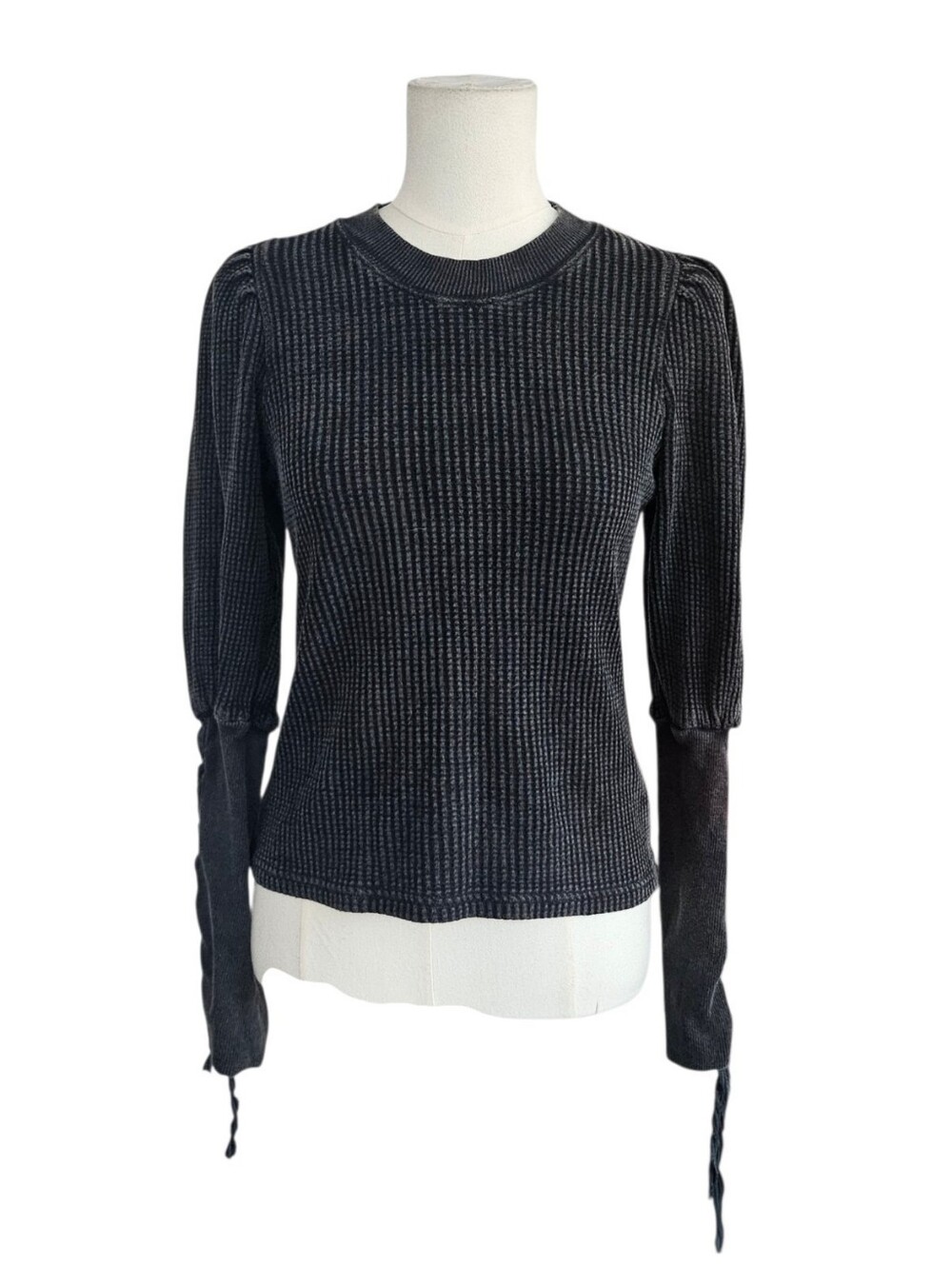Free People FP One Wesley Thermal Top Washed Black Size Small